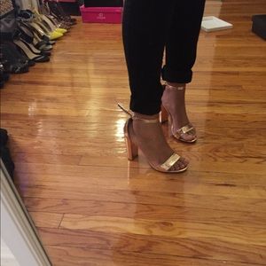 Akira Champagne Block Heel